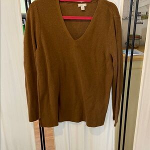 J. Jill Women's V-Neck Sweater in Rich Brown